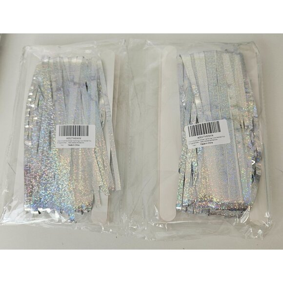2 Packs Silver Multicolor Tinsel Foil Fringe Curtain Backdrop Engagement Bridal - Picture 3 of 8